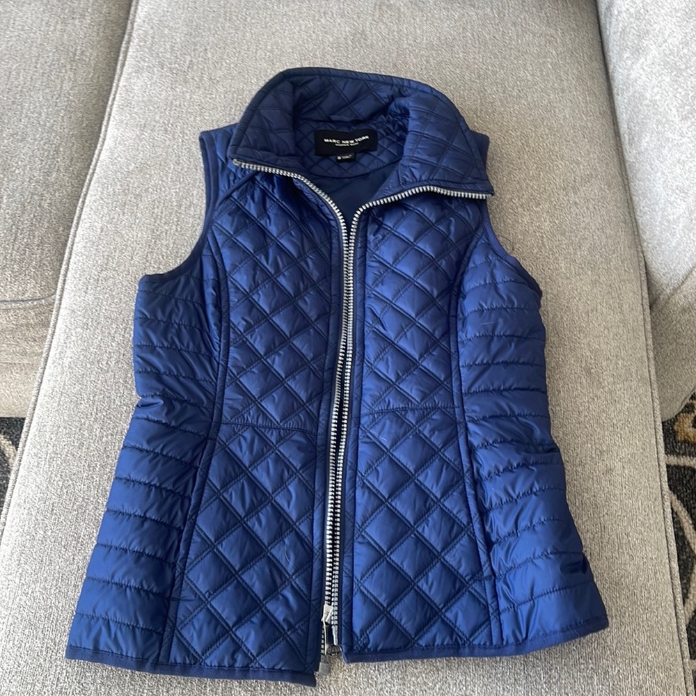 Blue zip up vest. Women’s small. Marc New York